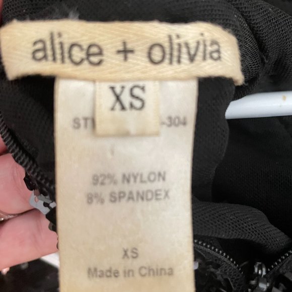 Alice & Olivia Black Sequined Sleeveless Mini Dress Size XS - Picture 3 of 5